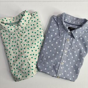 Talbots‎ Shirts Large Petites Button Down Polka Dot Striped Bundle of 2 Preppy